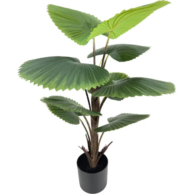 PrettyPlants Kunst Waaierpalm 90cm | Kleine Kunstpalm voor binnen | Neppe palm | Kunstplant Fanpalm 90cm Groen