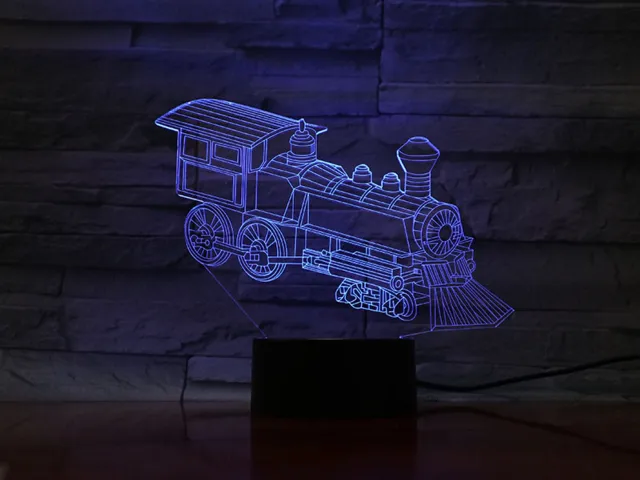 MC Living 3D Led Lamp Met Gravering - RGB 7 Kleuren - Locomotief