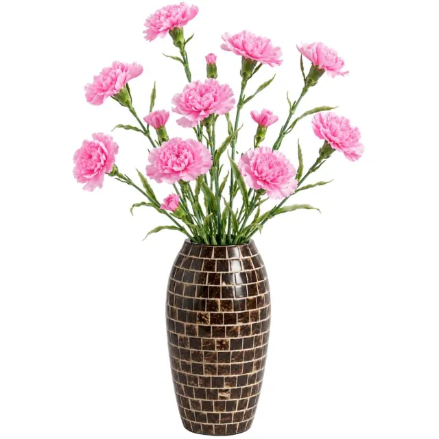 Mica Decorations Kunstbloem Anjer Floristic - 6x - H71 cm - roze - kunststof - stelen kunstbloemen - boeket - rozen bloemetjes Lichtroze