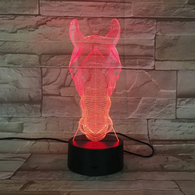 MC Living 3D Led Lamp Met Gravering - RGB 7 Kleuren - Paard