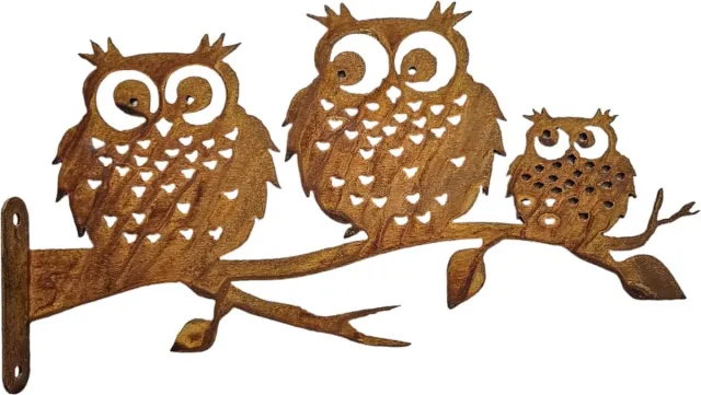 Dream-Garden Tuindecoratie familie uil 17x 32cm Roest Bruin