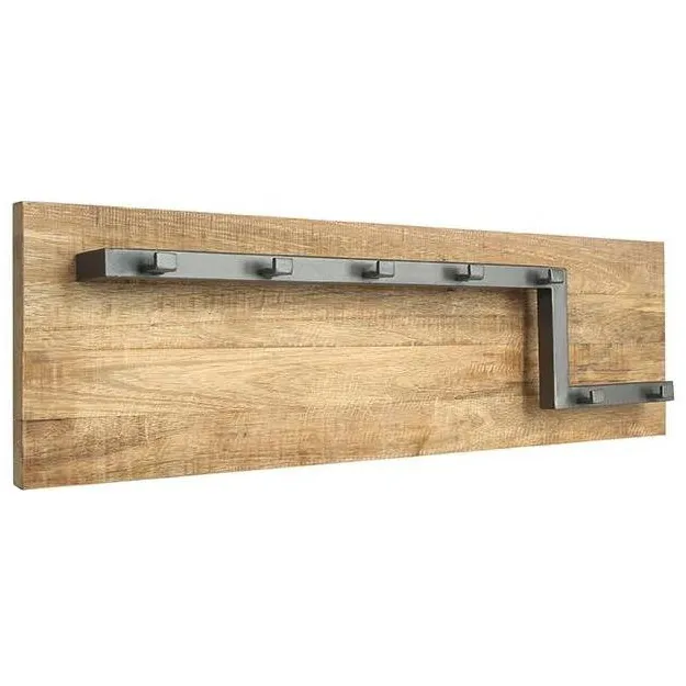 LABEL51 Kapstok 'Road', Mangohout, 90 x 25 x 13cm Burned Steel
