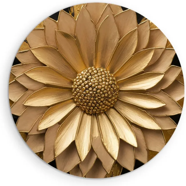 Saammp Muurcirkel Hout - Goude Bloem - Natuur - Abstract - Ø 90 - Wandcirkel - Wanddecoratie Cirkel - Muurdecoratie Woonkamer - Kantoor Decoratie