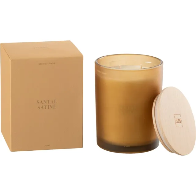 J-Line geurkaars Accords Essentiels - Santal Satiné - glas - geel - 52U