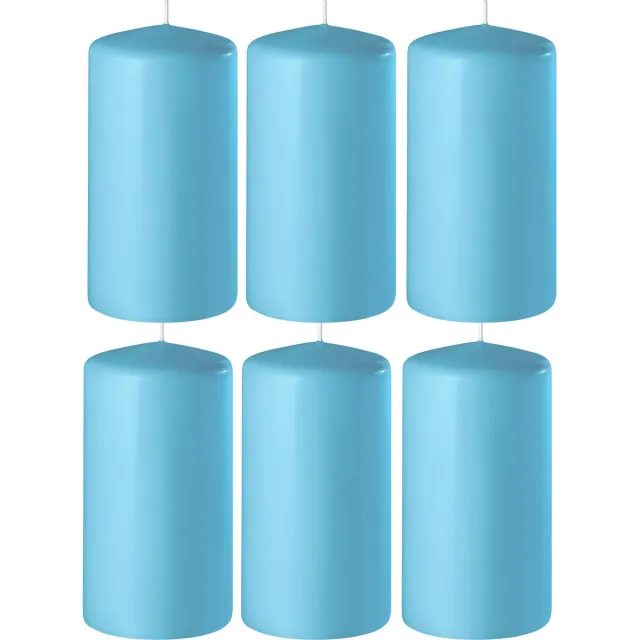 Enlightening Candles 6x Turquoise cilinderkaarsen/stompkaarsen 6 x 8 cm 27 branduren - Geurloze kaarsen turquoise - Woondecoraties