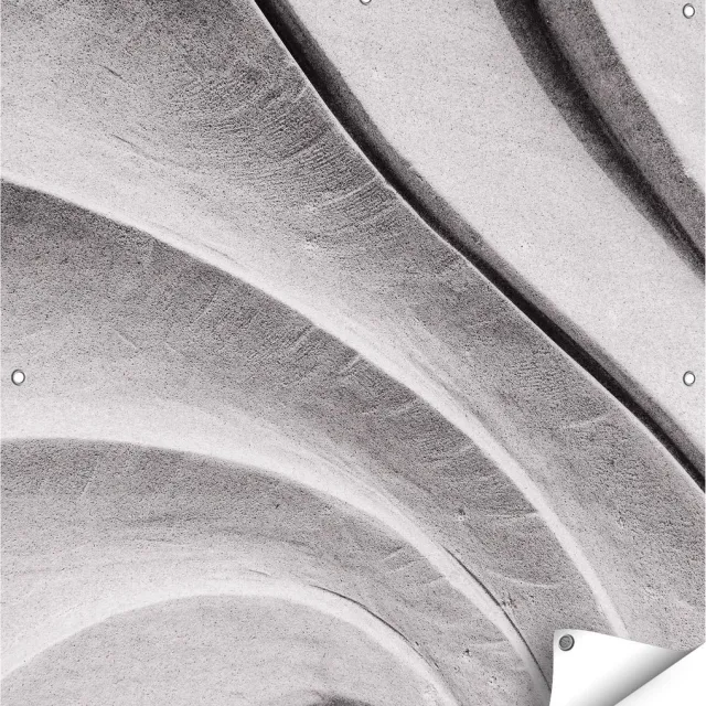 Gards Tuinposter Abstracte Kunst Gestreepte Stenen in het Grijs - 90x90 cm - Tuindoek - Tuindecoratie - Wanddecoratie buiten - Tuinschilderij Multikleur