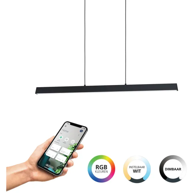 EGLO Connect connect.z Simolaris-Z Smart Hanglamp - 122 cm - Zwart|Wit - Instelbaar RGB & wit licht - Dimbaar - Zigbee Zwart;Wit;