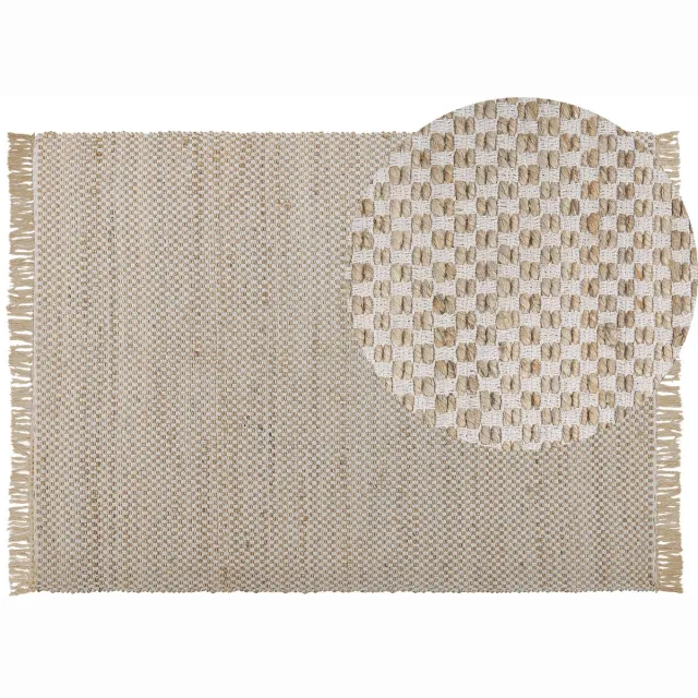 Beliani ZERDALI - Laagpolig vloerkleed - Lichtbeige - 140 x 200 cm - Katoen