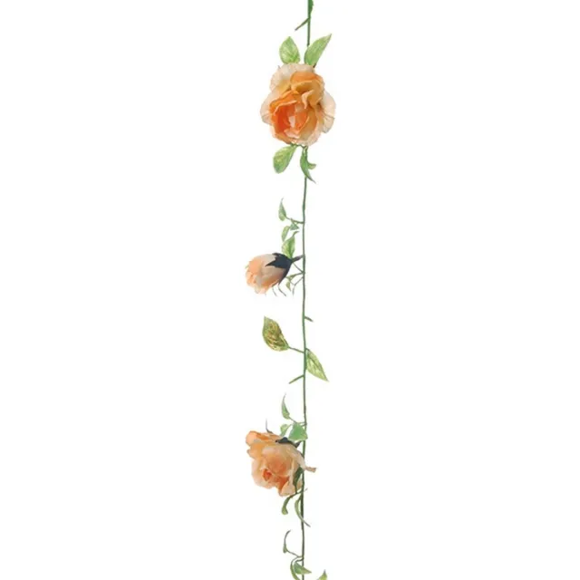 Louis Maes Kunstplant bloemenslinger Rozen - zalmroze/groen - 225 cm - kunstbloemen