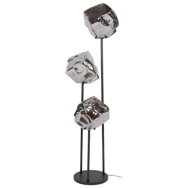 Nest of Nora Vloerlamp Ravo - Getrapt 3-lichts met glazen kappen - Chroom Zilver