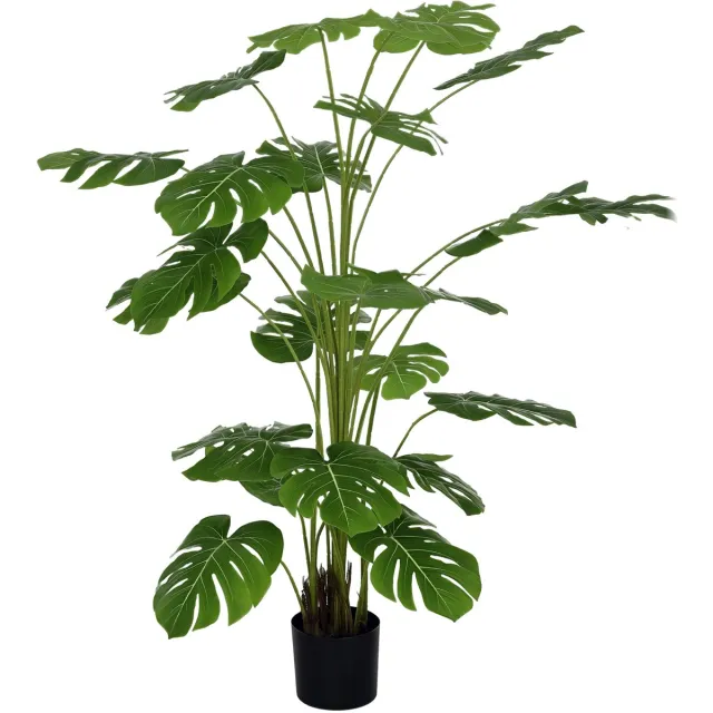Homcom kunstplant Monstera in pot - Kunstboom, kamerplant, kunstmatige plant - Groen Grün