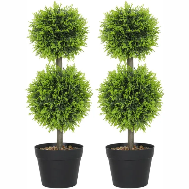 Homcom Kunstplanten - Plastic - 17,5x17,5x60cm - Groen Groente