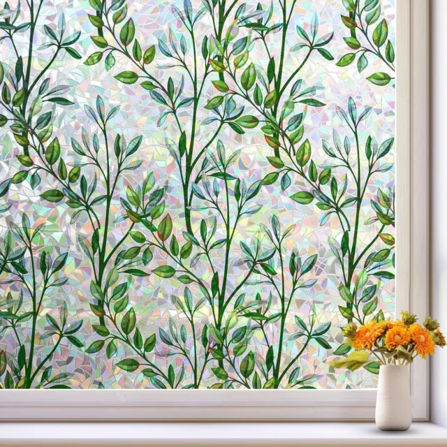 Gtb Raamfolie Glas in Lood - Raamfolie Zelfklevend - Raamfolie - Groen - 200cm x 45cm x 1cm