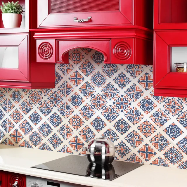 Ambiance Sticker Zelfklevende tegelmuurstickers voor keuken en badkamer - 24 Arlinda Azulejo tegelstickers - 24 stickers, 15x15cm Multi color