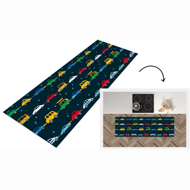 KitchenYeah Keukenloper - Loper keuken - Patronen - Auto - Ruimte - Keukenloper vinyl Multicolor