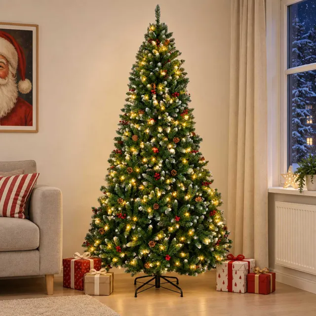 vidaXL Scharnierende kunstkerstboom 270 cm 300 LED's Warmwit Groen