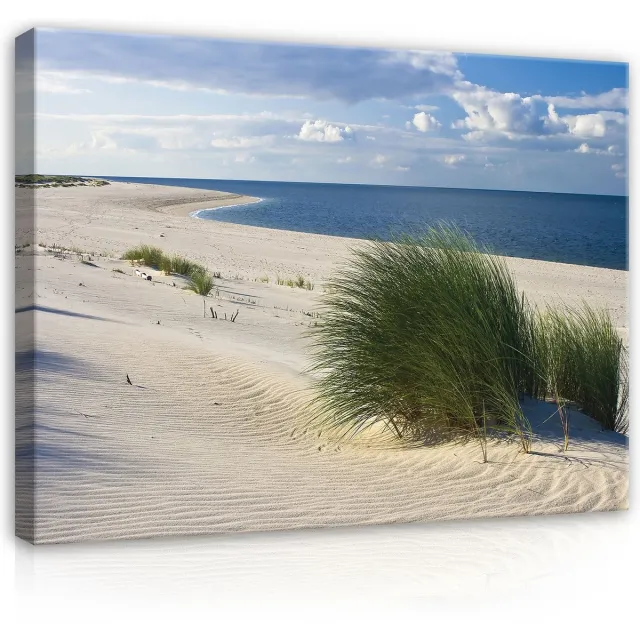 Canvas Schilderij - Duinen - Zee - Strand - Natuur - Inclusief Frame - 80x60cm (lxb)