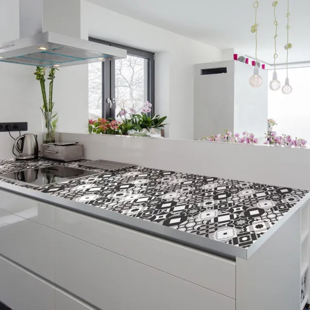Ambiance Sticker Zelfklevende tegelmuurstickers voor keuken en badkamer - 30 Carvallo cementtegel meubelstickers - 30 stickers 10x10cm Multi color