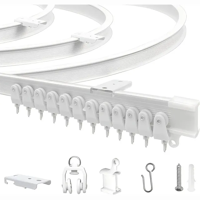 AIMASON Gordijnrail Set- Flexibele Gordijnrail - Flexibele Plafond Gordijnrai - Premium Gordijnrail - Plafond montage - Buigbaar - 5 meter - plastic - Eenvoudige montage - Geschikt voor gordijnen, roomdivider, douchegordijn Wit