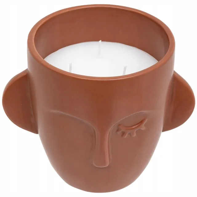 Atmosphera Créateur d'intérieur® Geurkaars Maya - Decoratieve Gezichtskaars, 17.5cm, 3 lonten Terracotta