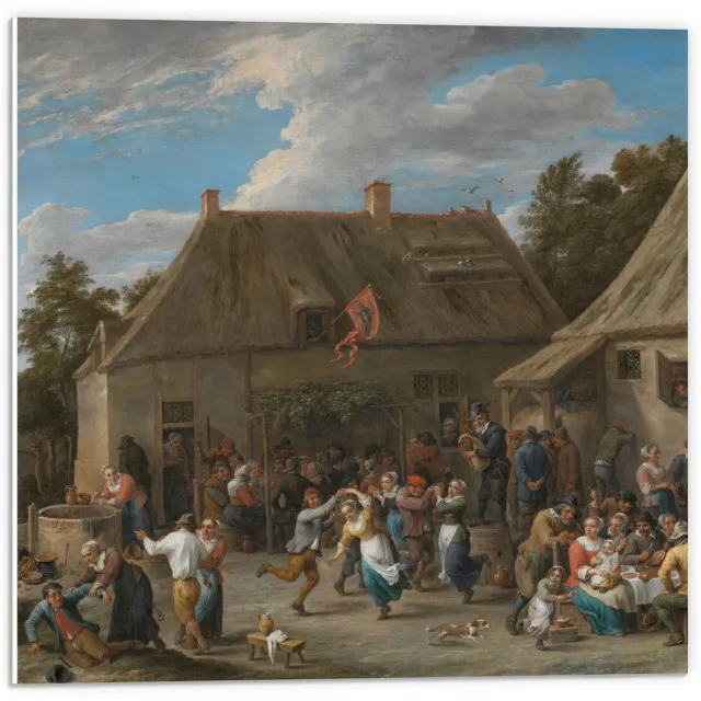 KuijsFotoprint Forex - Oude Meesters - Boerenkermis, David Teniers (II), ca. 1665 - 50x50cm Foto op Forex Bruin