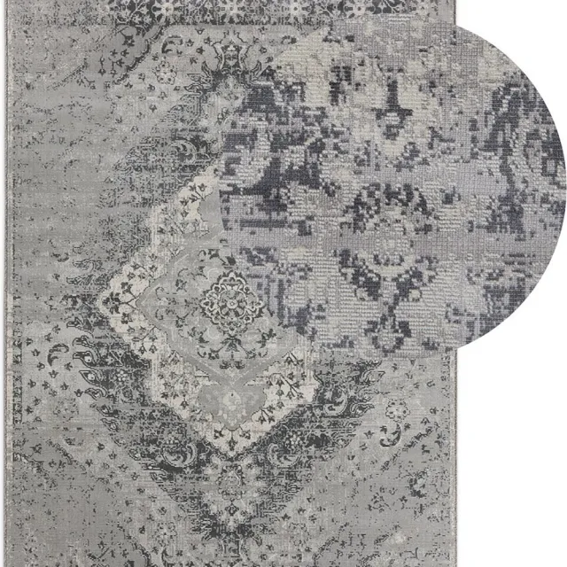 Lifa Living - Vloerkleed - Vintage - Grijs/Crème - Poolhoogte: 5 mm - Oosters - 80 x 150 cm