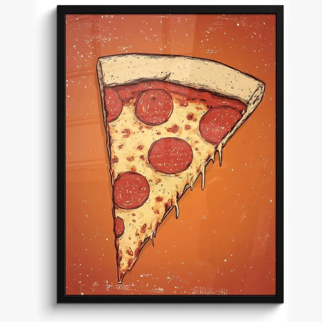 FrameYourWall Poster in lijst - Fotolijst 50x70 cm - Posters - Pizza - Kaas - Rood - Pepperoni - Posterlijst zwart - Decoratie - Wanddecoratie woonkamer - Muurdecoratie slaapkamer Pizza - Kaas - Pepperoni