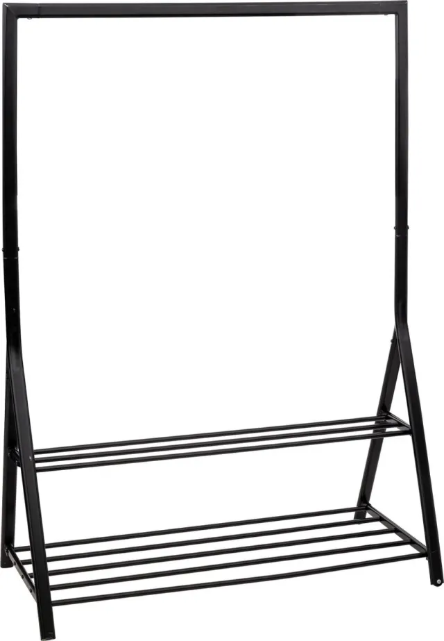 5Five® 5Five Kledingrek Athene met enkele hang stang - metaal - zwart - 121 x 56 x 167 cm - 2 planken - kleding ophangen