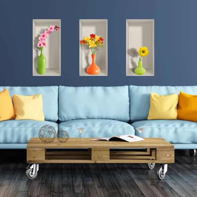 Ambiance Sticker Kleurrijke 3D-stickers met lentebloemen, 80 x 120 cm Multi color