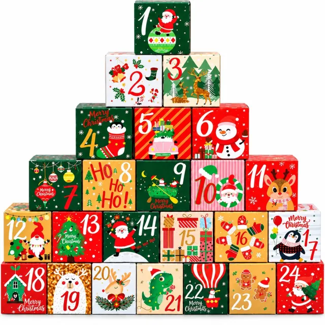 Relouka Adventskalender Geschenkdoosjes - Kerst Cadeaudoosjes - Adventskalender Zelf Vullen - 24 Stuks Meerdere Kleuren