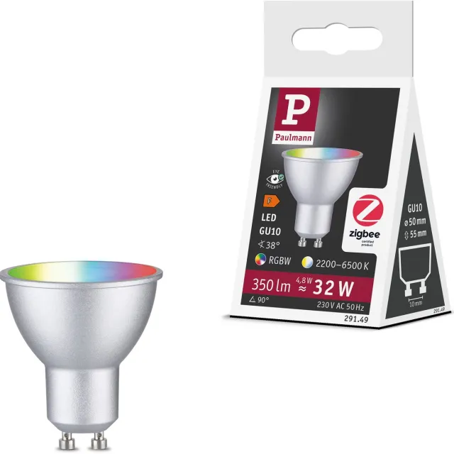 Paulmann Standaard 230 V Smart Home Zigbee 3.0 LED-reflector GU10 350lm 4,8W RGBW+ dimbaar Chroom mat