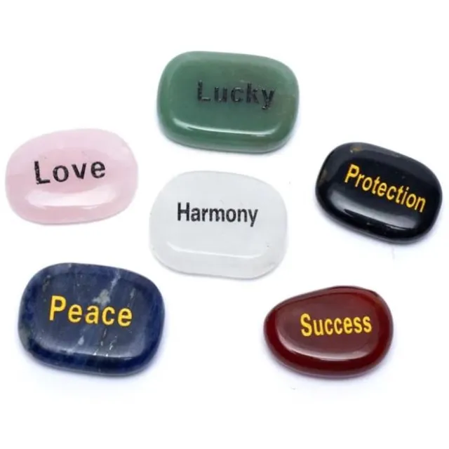 Phoenix Edelstenen set - Edelsteen met tekst - Wenssteen - Peace - Love -Protection - Harmony - Succes - Lucky Meerkleurig