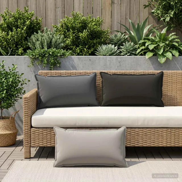vidaXL Plaid kussen 6 st HOUTEN Antraciet 40 x 80 cm Polyester, foto 2