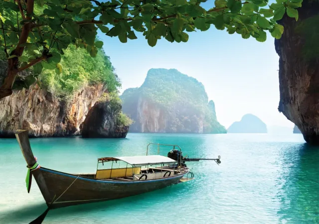 Linea Hogar 1x Zelfklevende poster Isla | 200x140cm | Tropisch eiland Blauw