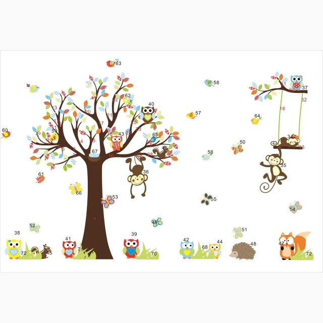 Ambiance Sticker Decoratieve muurstickers: Kleine aapjes die in de bomen spelen Multi color