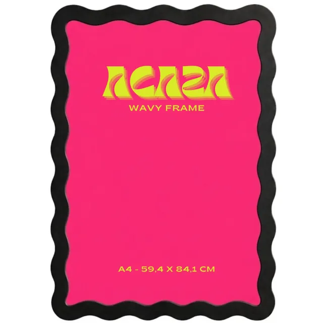 Acaza Fotolijst - Fotokader - Fotolijst A4 - 21x29.7 cm - Zwart - Wavy Frame - MDF Hout - Golvend - Wave