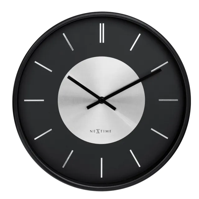 NeXtime Wandklok 25cm-Stil-Metaal-NeXtime 'Retro II' Zwart