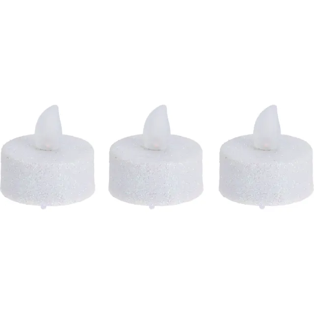 Ambiance light LED waxinelichtjes/theelichtjes - 6x st - wit glitter - 4 x 4 cm - Kerstversiering/kerstdecoratie
