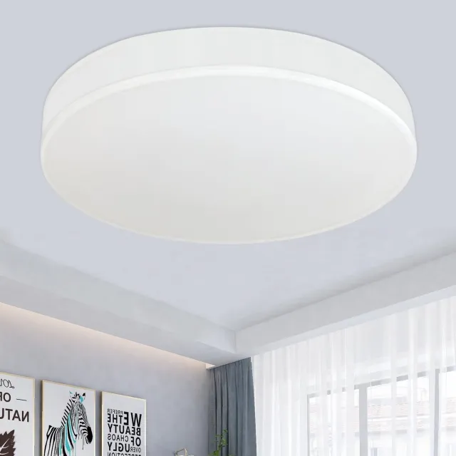 NETTLIFE Plafondlamp LED - 30CM - Wit - Moderne - met Stoffen Lampenkap - rond - 3000K Warm wit Licht - voor Woonkamer | Slaapkamer | Keuken | Gang - 12W