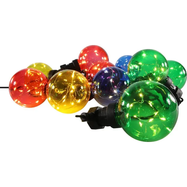 Svenska Living Partyverlichting - 100 LED - 10 Grote Bollen - Multicolor/Gekleurd - 4.5 Meter - Zwarte Kabel - Met Timer - Binnen & Buiten (IP44)