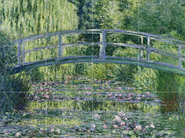 IXXI The Waterlily Pond - Green Harmony, Claude Monet & Bridgeman Images - 80 x 60 cm - Grote wanddecoratie en posters - Olieverf, Klassiek Warme kleuren / Groen