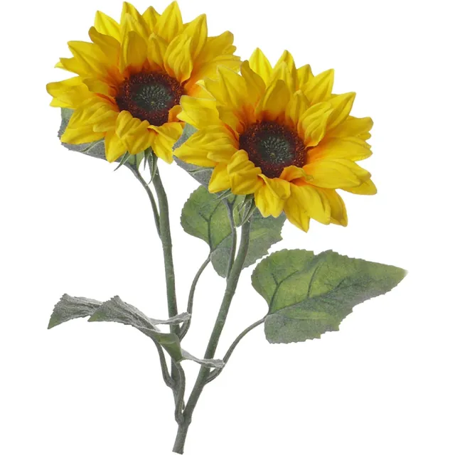 Top Art Topart Kunstbloem Zonnebloem tak - 2x - 81 cm - geel - kunst zijdebloem - decoratie