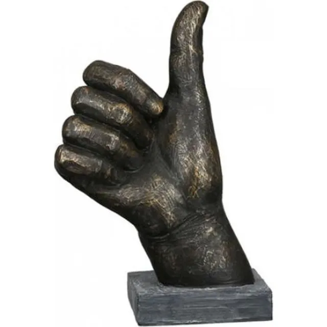 Gilde sculptuur duimen omhoog - duimen - 8x14x22 cm - brons en grijs - geslaagd beeld - top gedaan cadeau - jij bent de beste