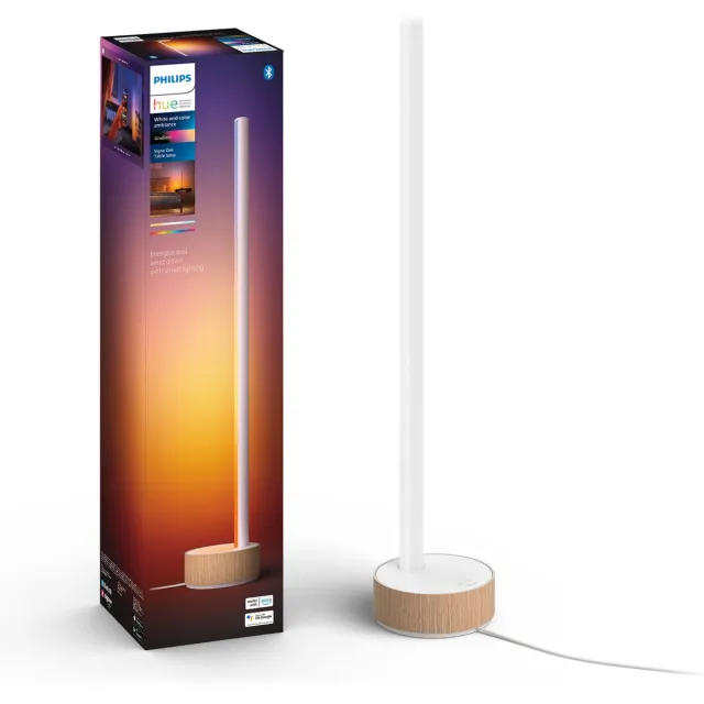 Philips Hue gradient Signe tafellamp - wit en gekleurd licht - houtkleurig