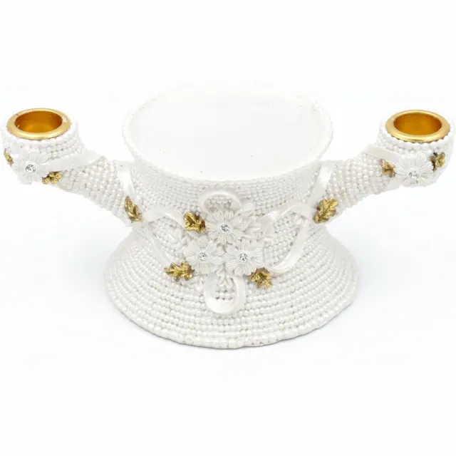 YILTEX Kaarshouder - Wit Met Goud - 19.5x7.5cm