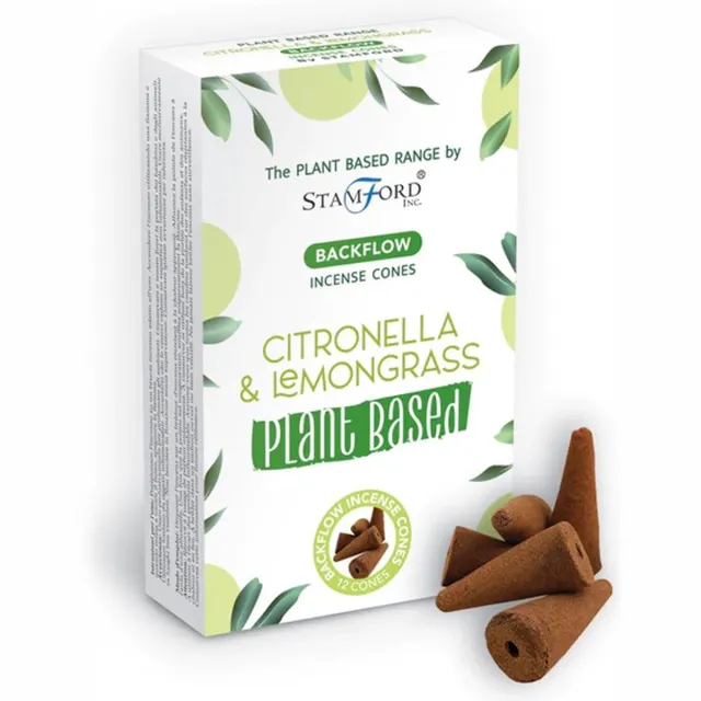 Stamford Backflow Wierook kegels - Citronella & Lemongrass - 12 Stuks - Plantaardig - Vegan - Plant Based - Incense Cones - Waterval Wierook Cirtonella Lemongrass