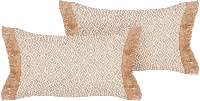 Beliani BOATH - Sierkussen set van 2 - Beige - 30 x 50 cm - Polyester