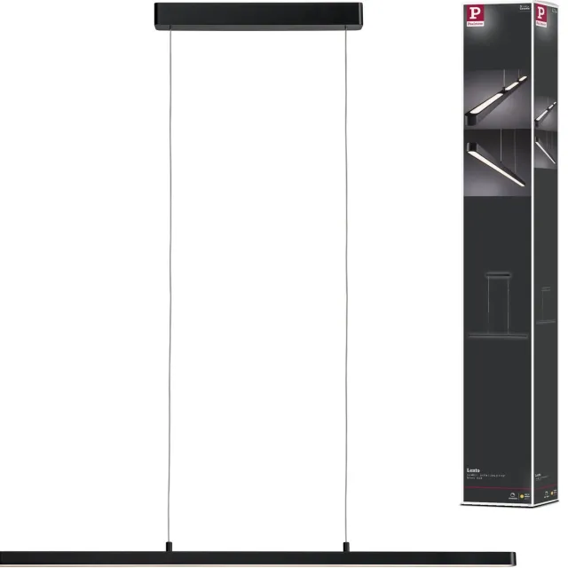 Paulmann Lento LED Hanglamp - Moderne Hanglamp Zwart Mat - Dimbaar & In Hoogte Verstelbaar - 42W - Warmwit Licht (2700K) - Perfect voor Woonkamer of Eetkamer