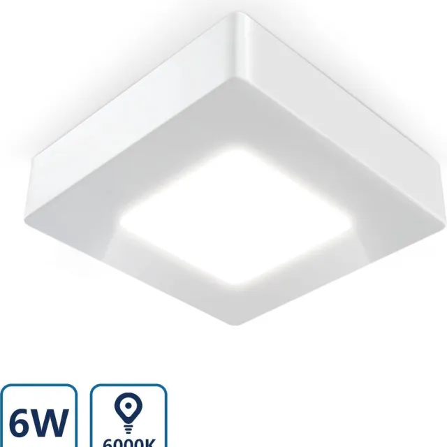 Aigostar LED Plafonnière - Vierkante plafondlamp - 6W vervangt 37W - 6000K - daglicht wit