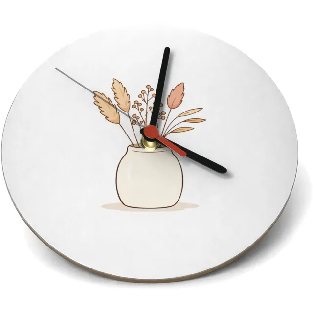 Mr Cadeautjes Klok rond Ø 19 - design Een minimalistisch botanisch tekstontwerp met een warm thuis | cadeau Wit